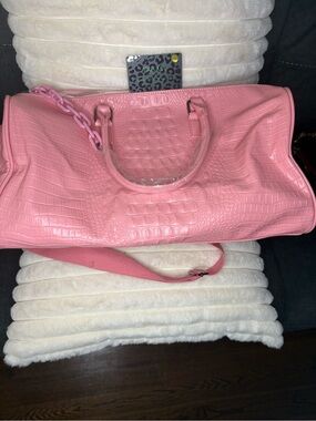 PRIVATA Pink Croc Embossed Weekender Duffle Bag Y2K Travel Overnight Bag